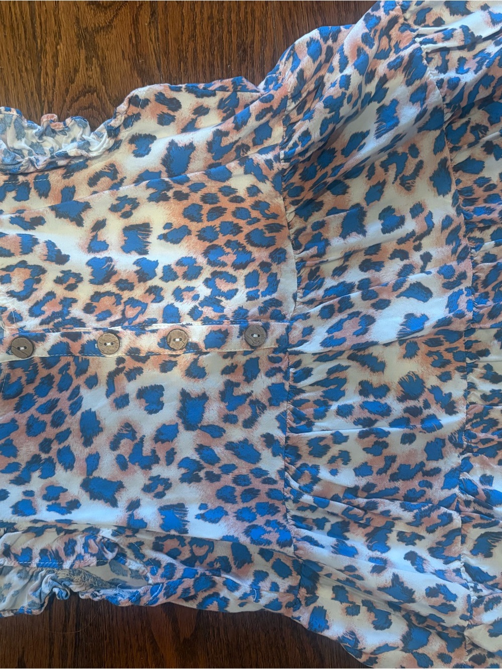 Hayden Girls Blue and Tan Leopard Print Blouse